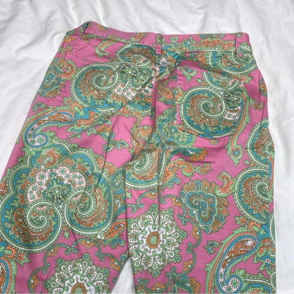 Lauren Ralph Lauren women's straight-leg pants pink/ green paisley print Sz 8 - Picture 4 of 9